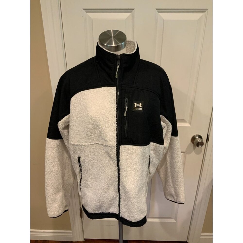 Under Armour Black White Mission Full-Zip Boucle Jacket, Size M